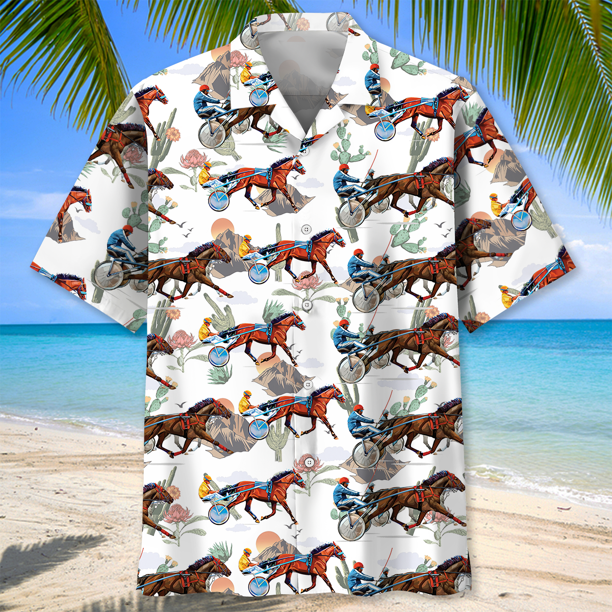 Cactus Horse Harness Racing Hawaiian Shirt