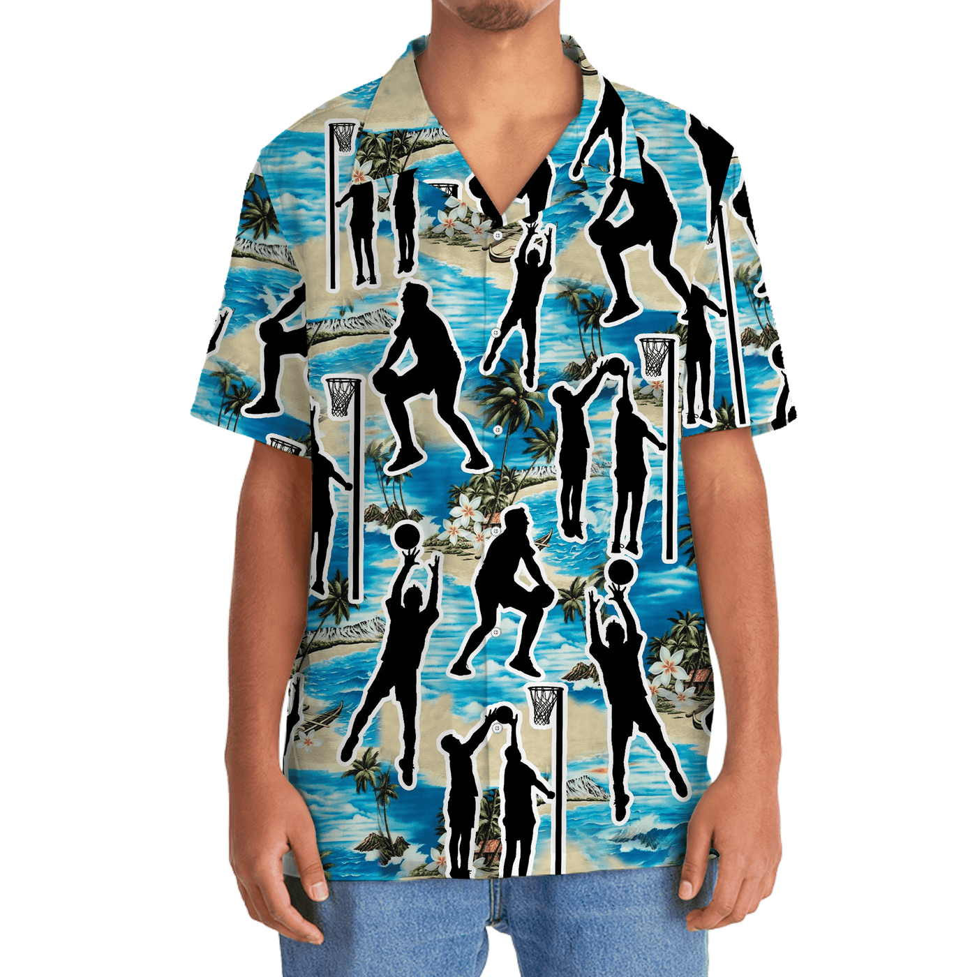 Blue Netball Beach Hawaiian Shirt