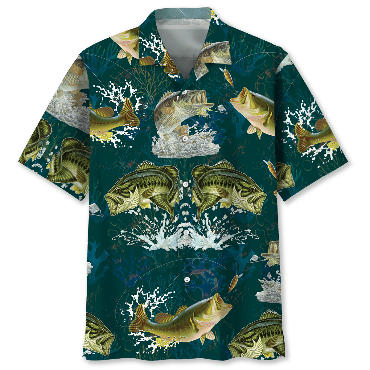 Dark Green Fishing Hawaiian Shirt