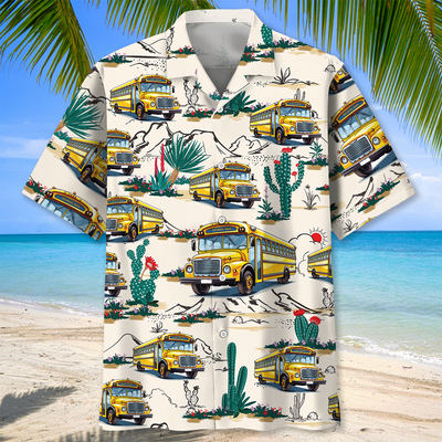 Funny School Bus Desert Hawaiian Shirt