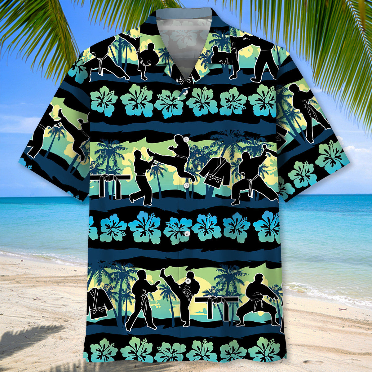 Karate Tropical Flower Beach Hawaiian Shirt
