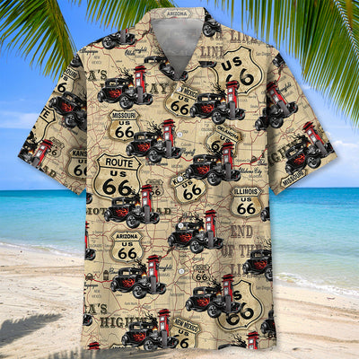 Hot Rod Racing Route 66 Hawaiian Shirt