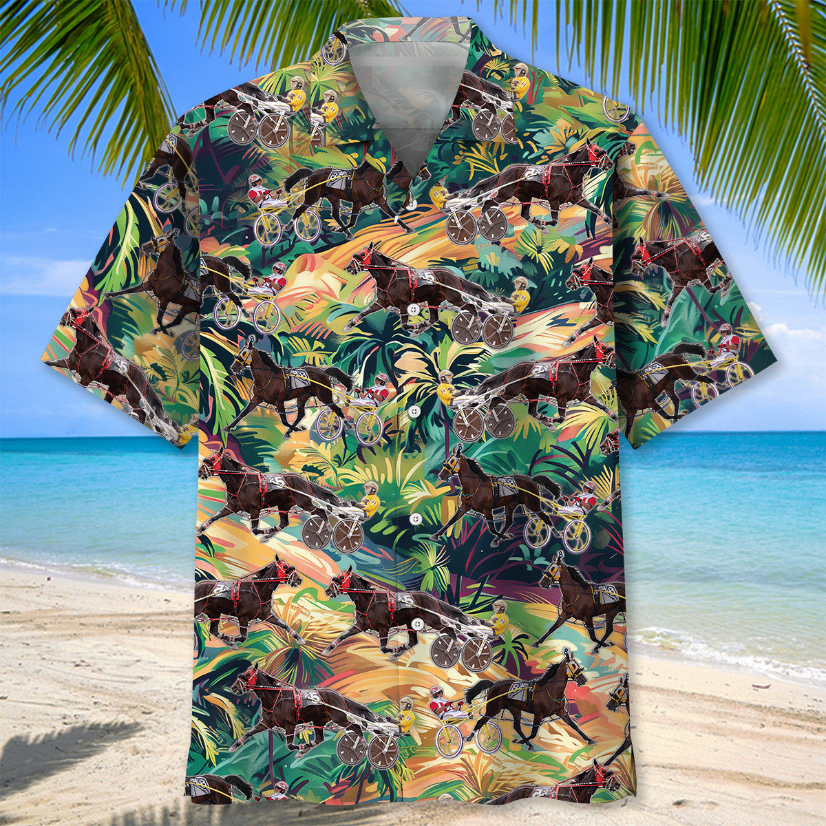Tropical Terrain Horse Harness Racing Hawaiian Shirt
