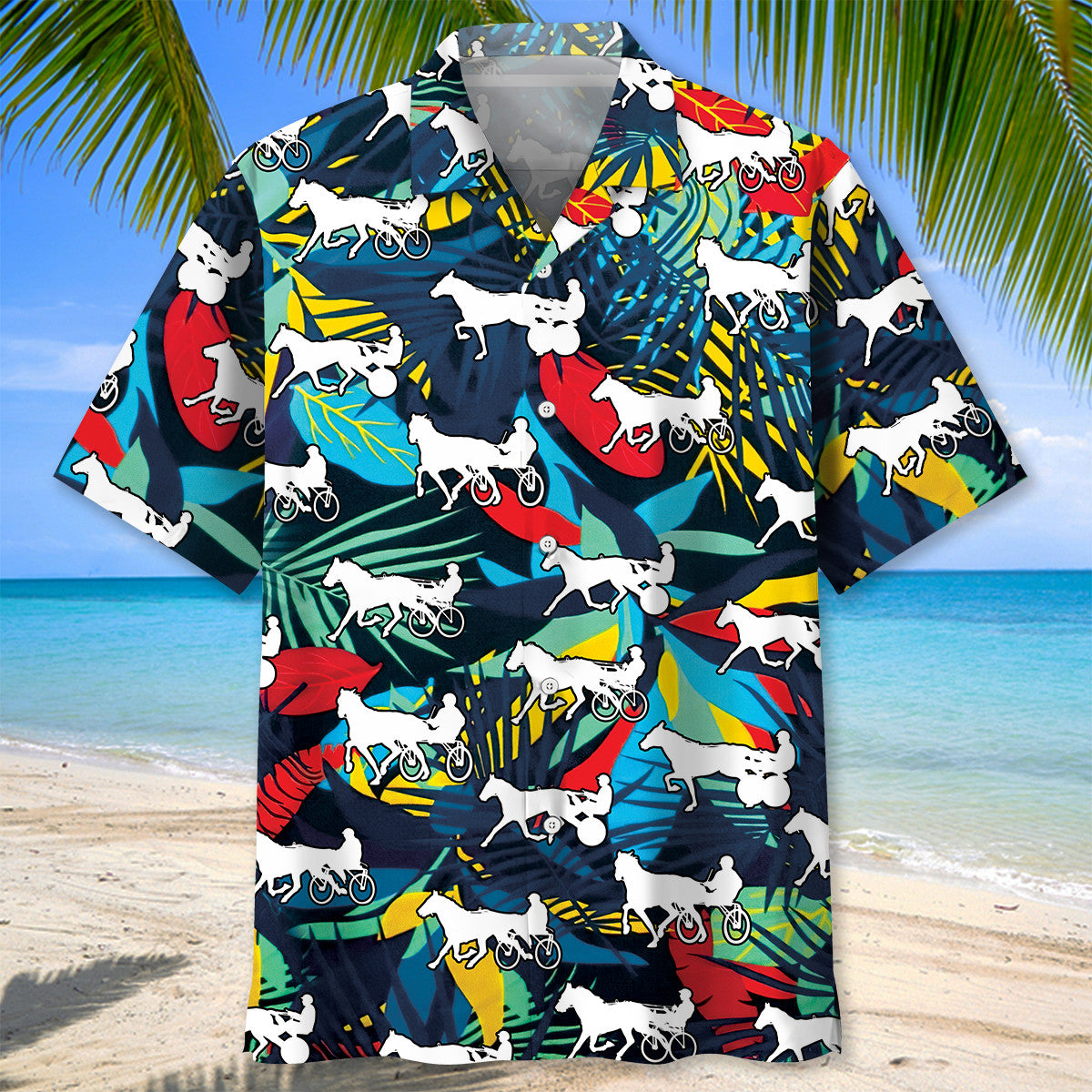 Tropical Horse Harness Racing Hawaiian Shirt