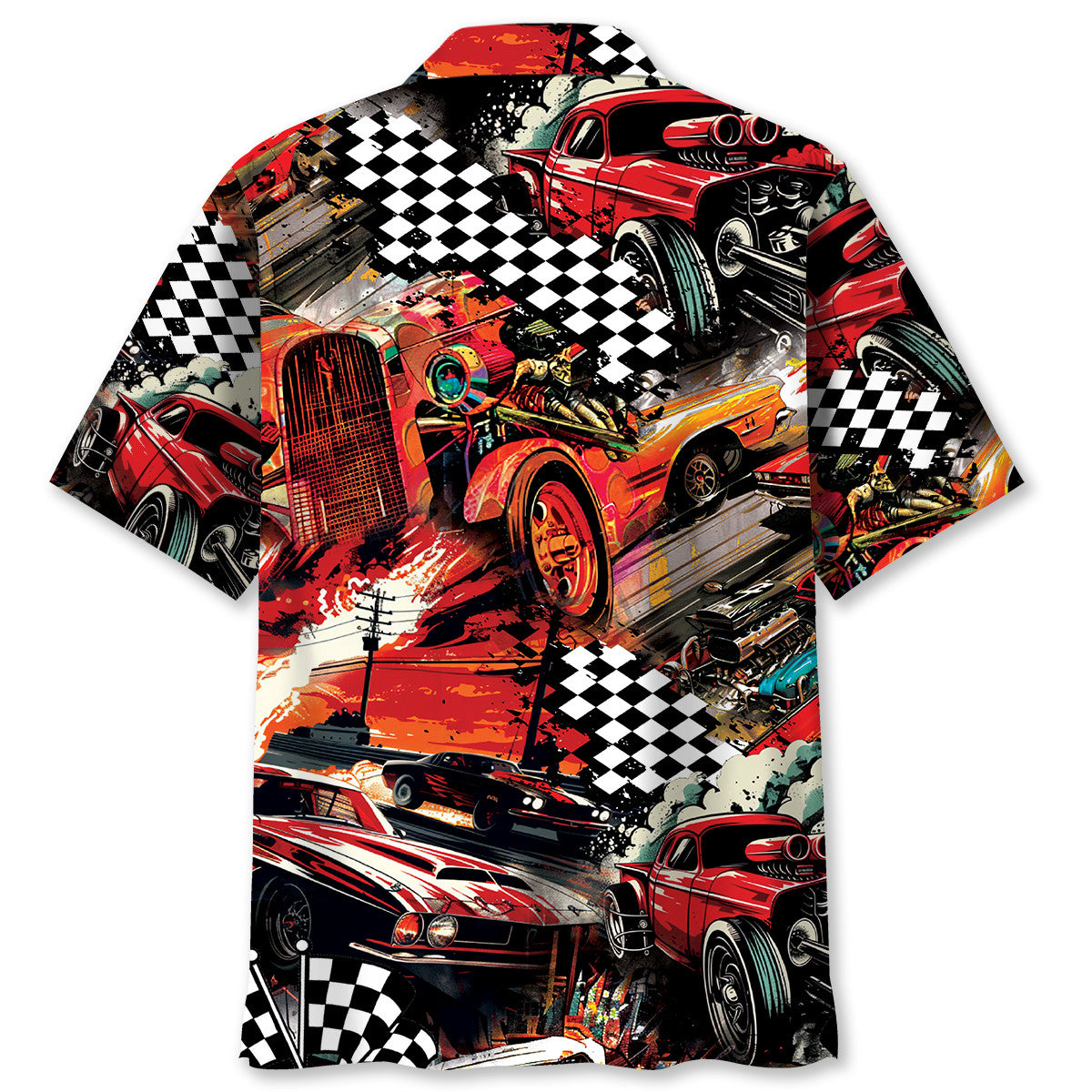 Drag Racing Retro Red Hawaiian Shirt