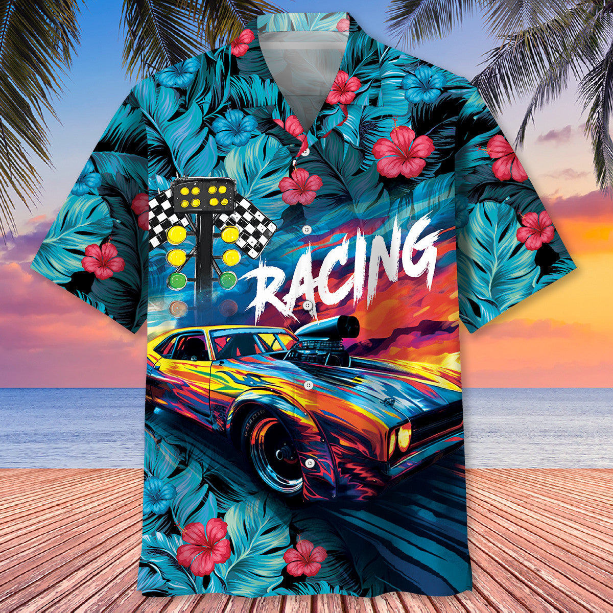Drag Racing Tropical Hawaiian Shirt