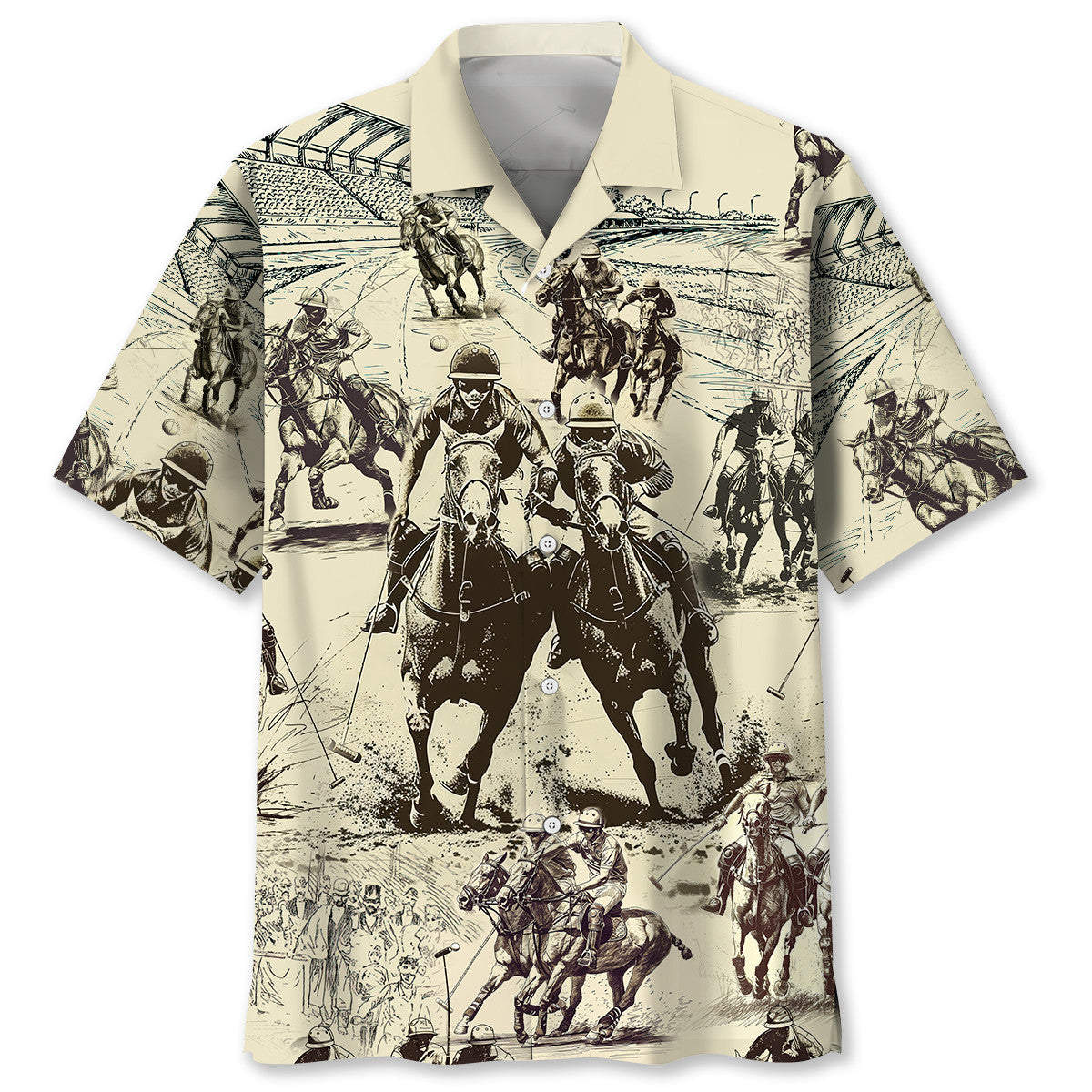 Vintage Horse Polo Sport Hawaiian Shirt