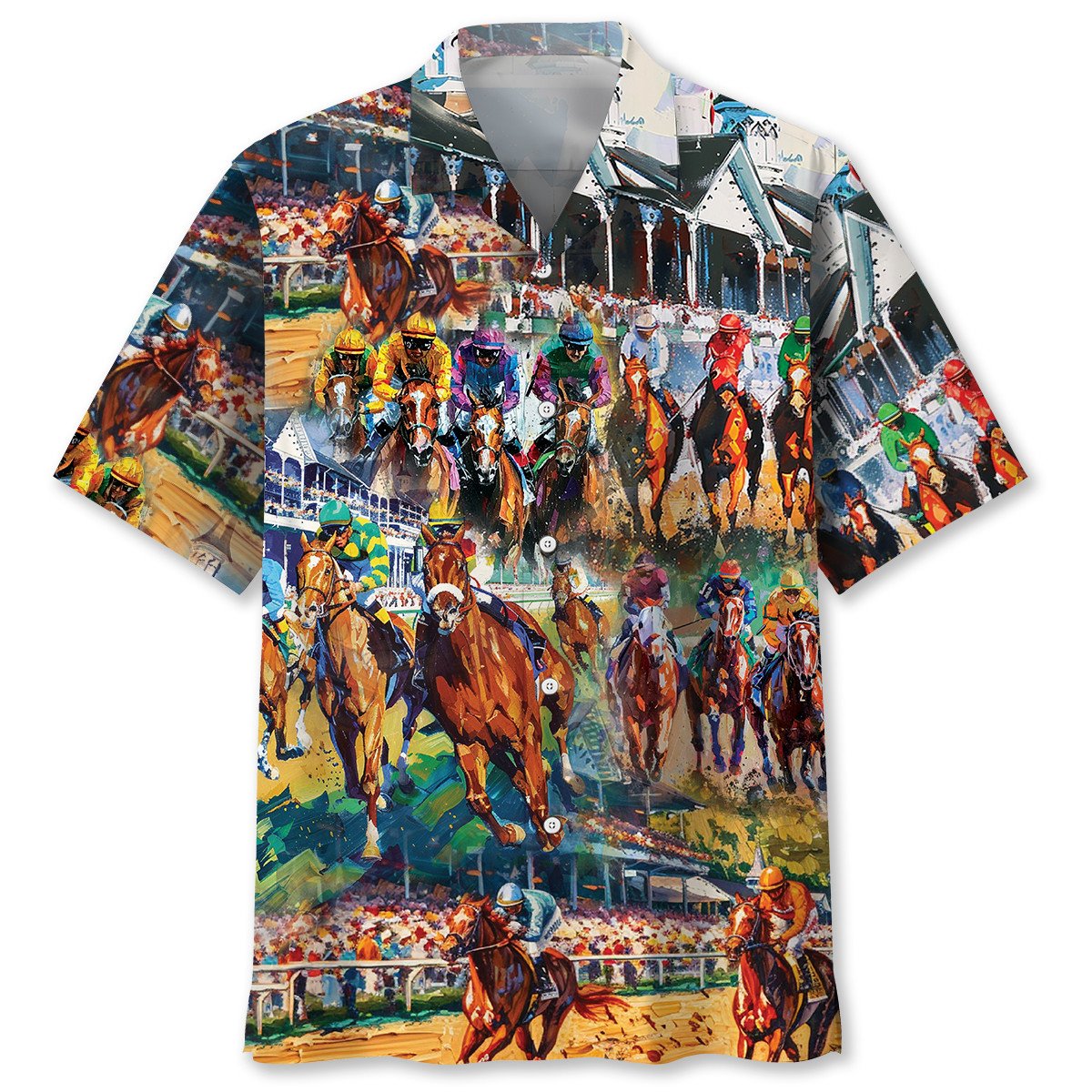 Vintage Horse Racing Art Hawaiian Shirt