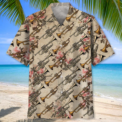 Vintage Rose Trumpet Hawaiian Shirt
