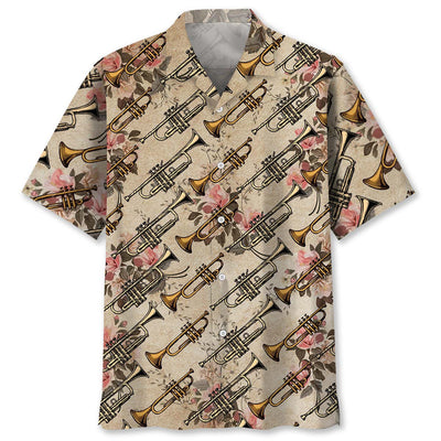 Vintage Rose Trumpet Hawaiian Shirt