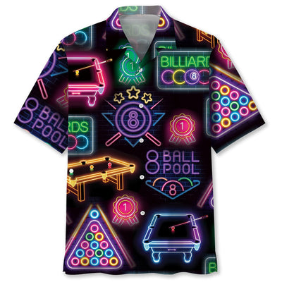 Billiard Neon Black Hawaiian Shirt