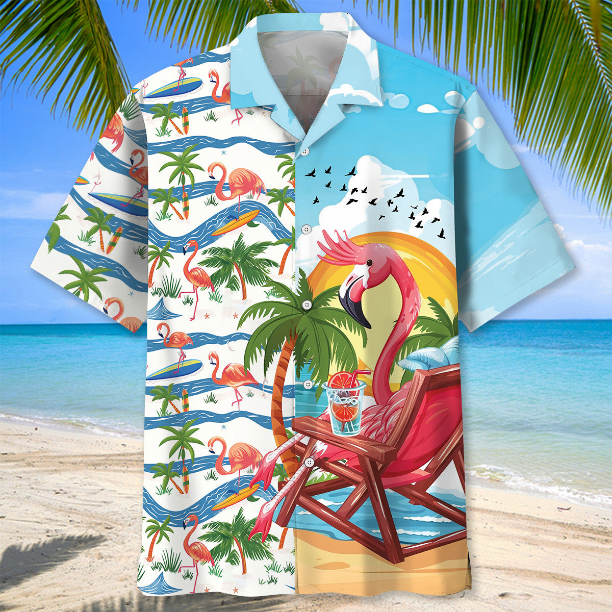 Summer Vacation Flamingo Hawaiian Shirt