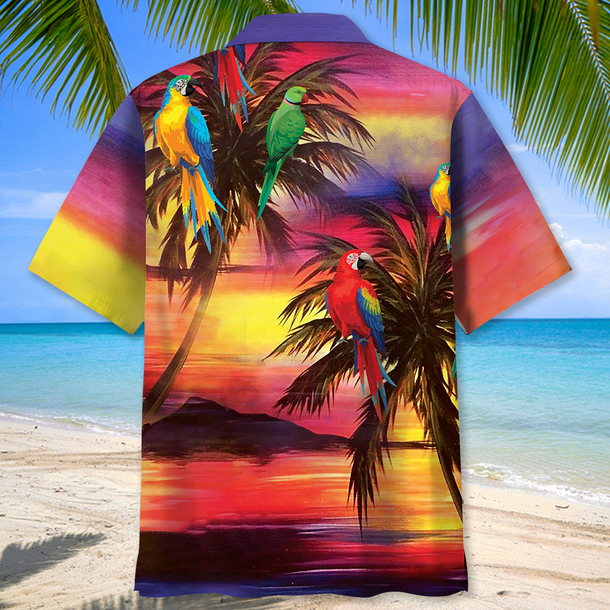 Parrot Sunset Beach Hawaiian Shirt