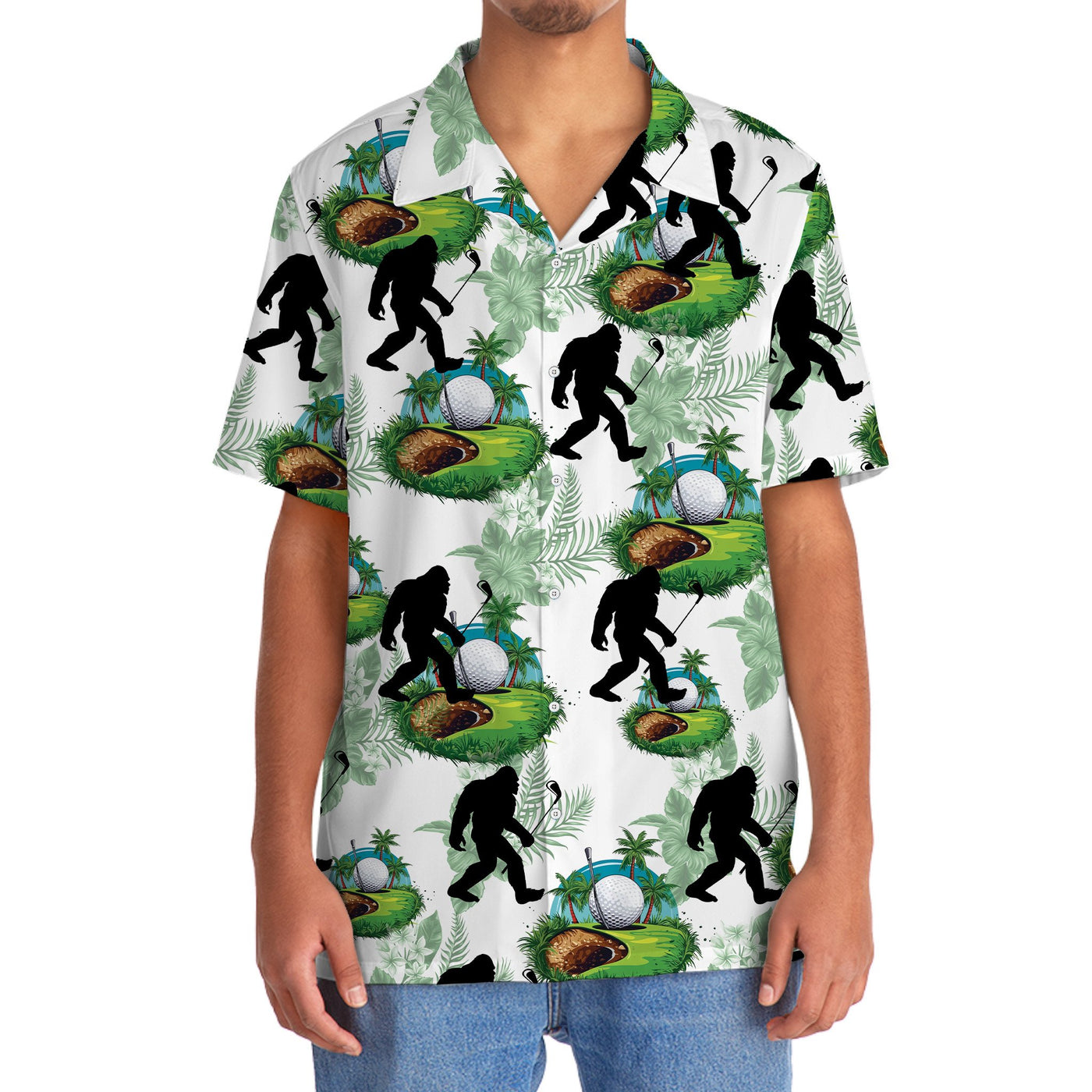 Funny Bigfoot Golf Hawaiian Shirt