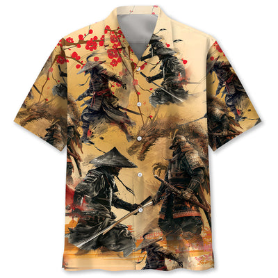 Samurai Under The Moonlight Hawaiian Shirt