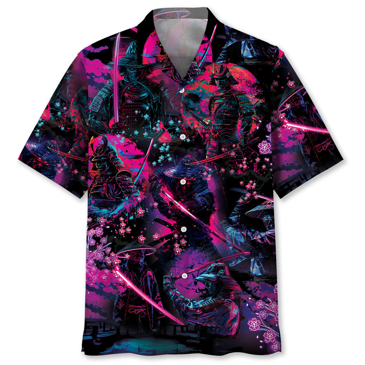 Samurai Neon Art Hawaiian Shirt