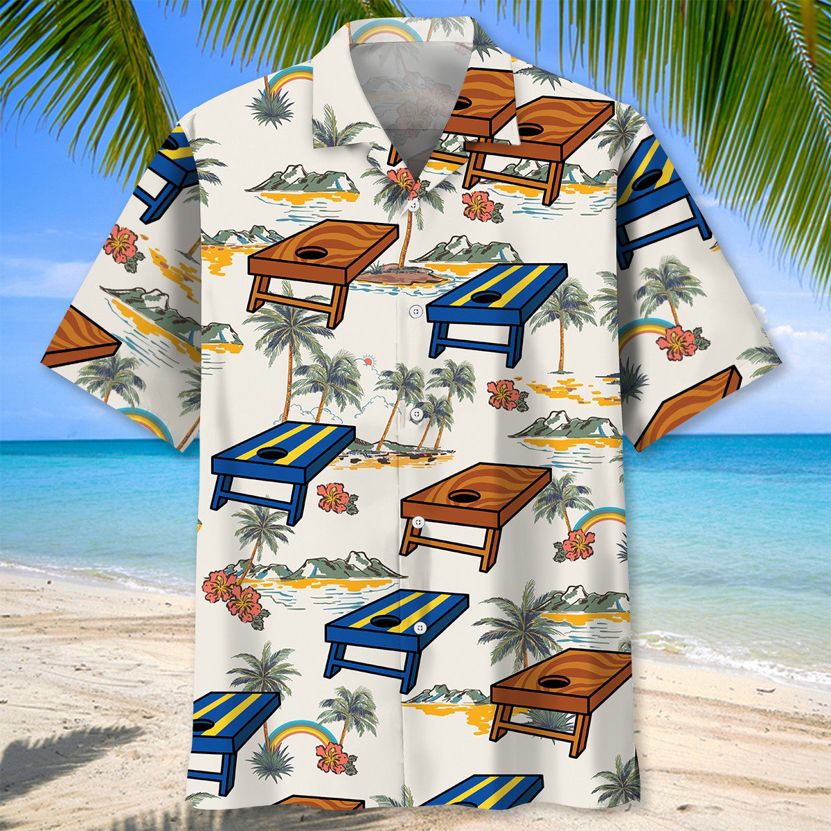 Cornhole Tropical Palm Tree Hawaiian Shirt