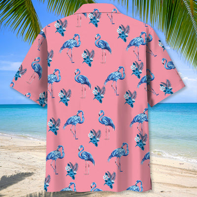 Flamingo Blue Pink Hawaiian Shirt