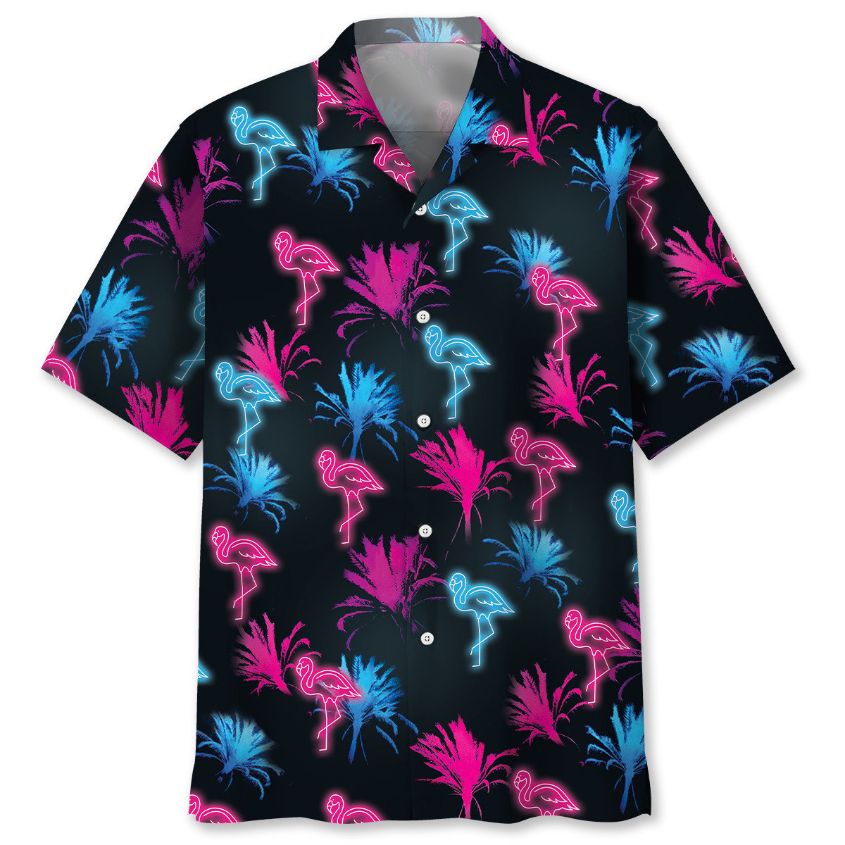 Flamingo Retro Neon Hawaiian Shirt