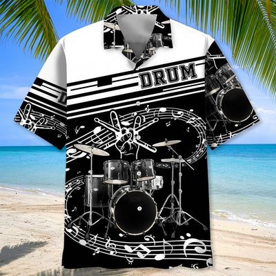 Drum Black & White Hawaiian Shirt