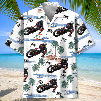 Tropical Flat-Track Bike Racing Hawaiian Shirt
