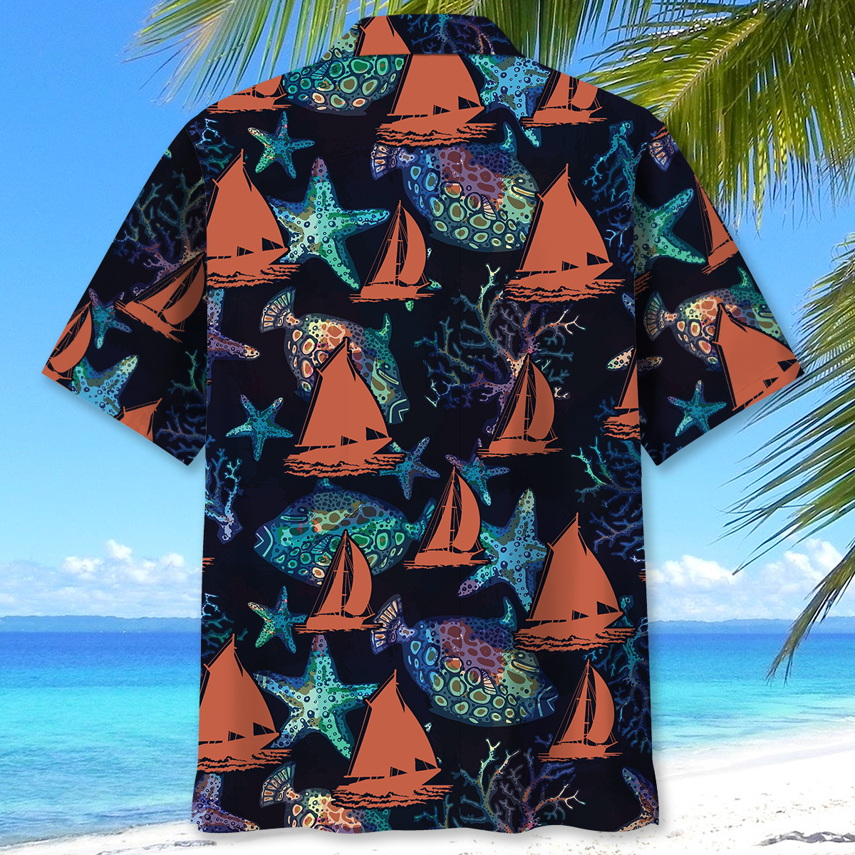 Sailboat Sea Creatures Hawaiian Shirt