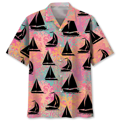 Sailboat Coral Hawaiian Shirt