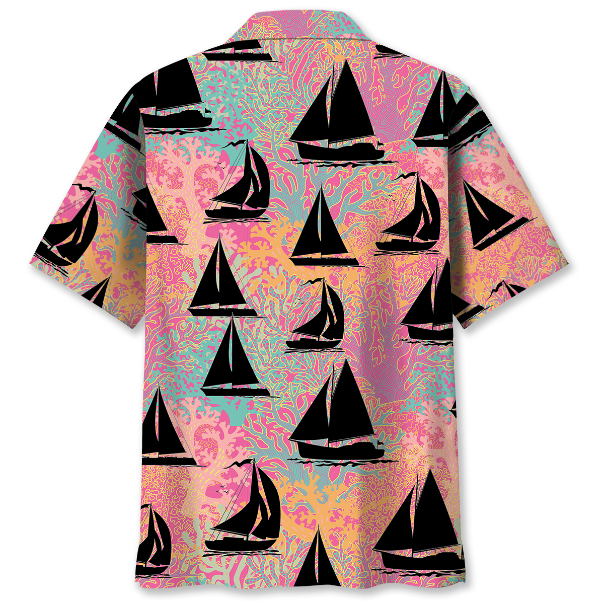 Sailboat Coral Hawaiian Shirt