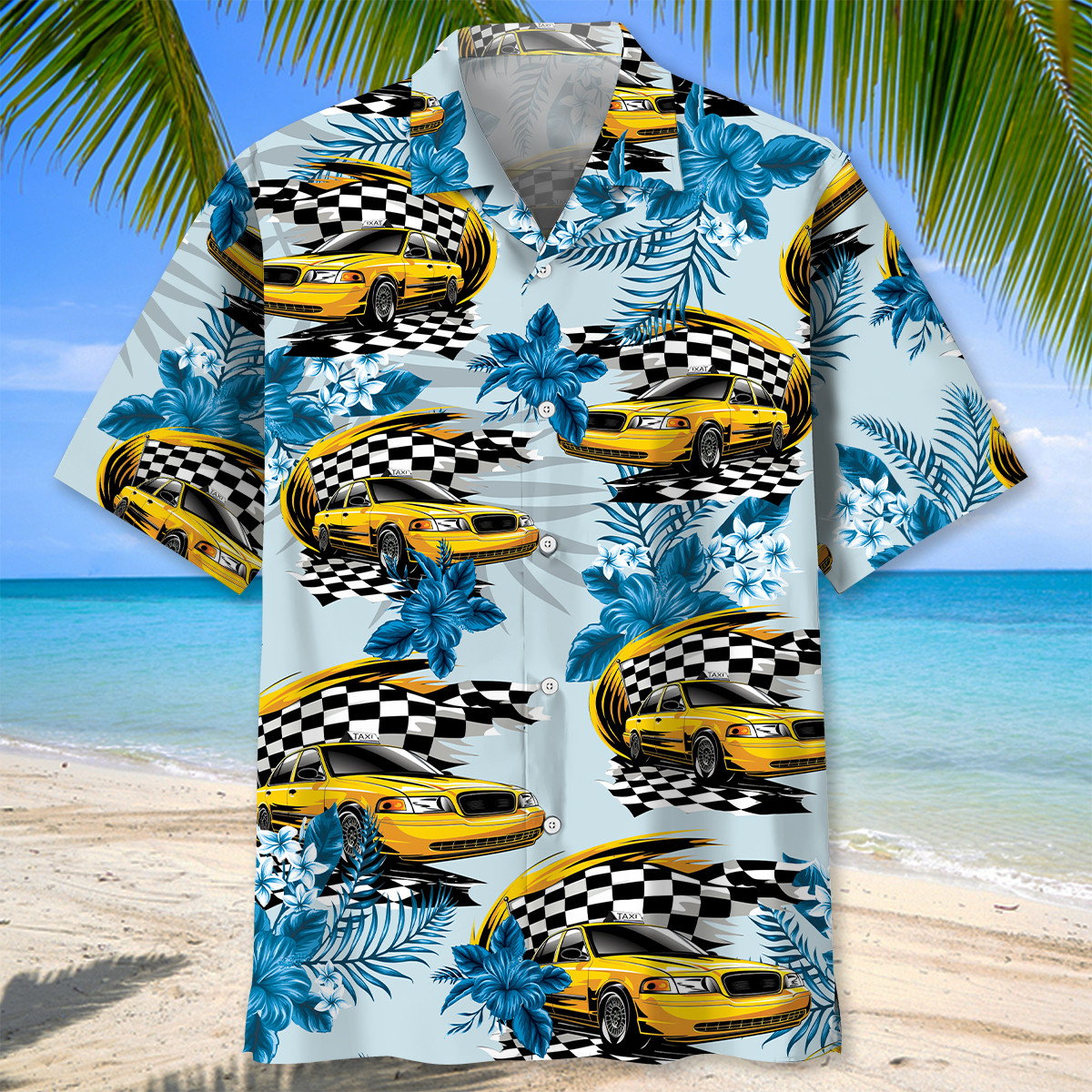 New York Yellow Taxi Car Racing Hawaiian Shirt