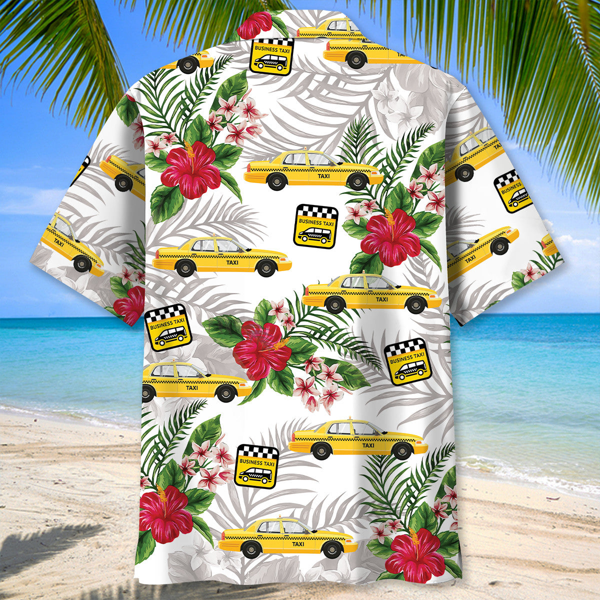 Tropical Yellow Taxi Car Hawaiian Shirt