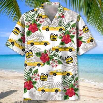 Tropical Yellow Taxi Car Hawaiian Shirt