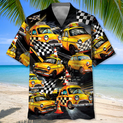 Drag Racing Yellow Taxi Car Hawaiian Shirt