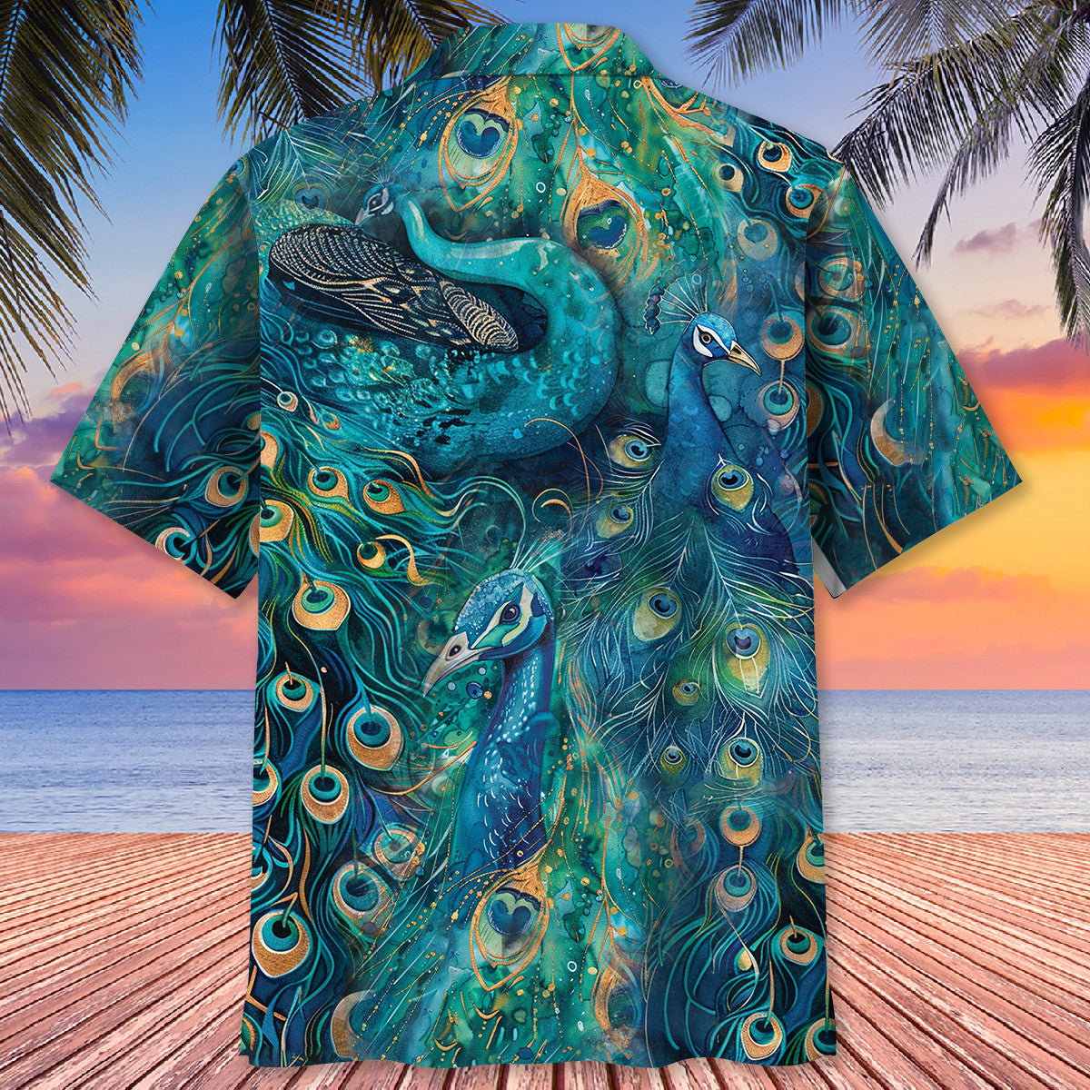Peacock Teal Hawaiian Shirt