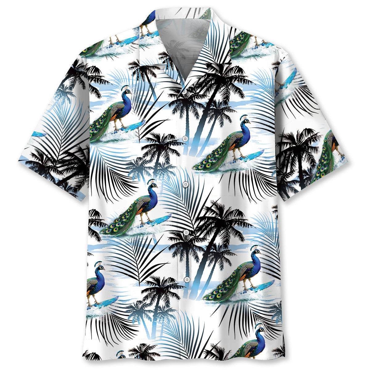 Peacock Surfing Funny Hawaiian Shirt