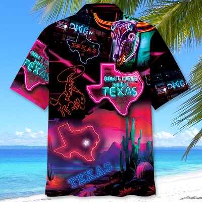 Don't Mess With Texas Neon Style Pocket Hawaiian Shirt