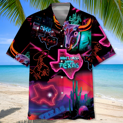 Don't Mess With Texas Neon Style Hawaiian Shirt