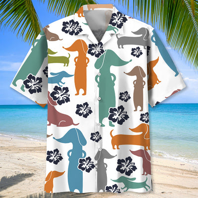 Funny Hibicus Dachshund Hawaiian Shirt