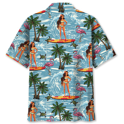Surfing Aloha Girl Hawaiian Shirt