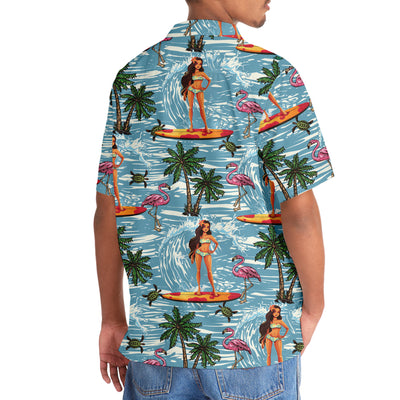 Surfing Aloha Girl Hawaiian Shirt