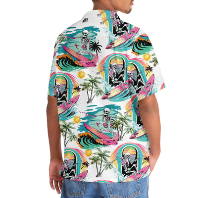 Skull Surfing Beach Hawaiian Shirt