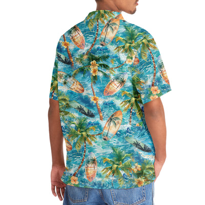 Tropical Surfing Surfboard Hawaiian Shirt