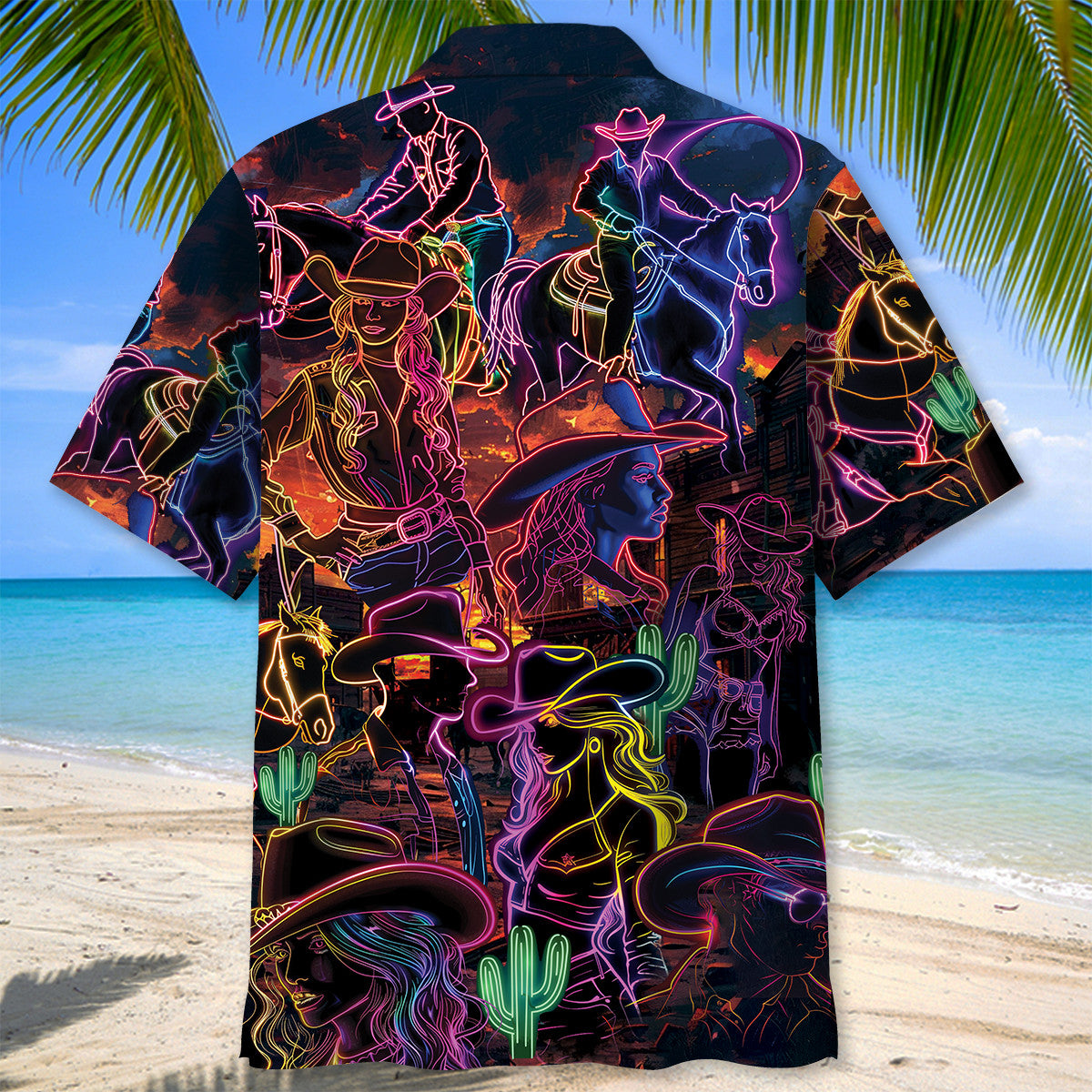 Neon Cowboy Vintage Art Hawaiian Shirt