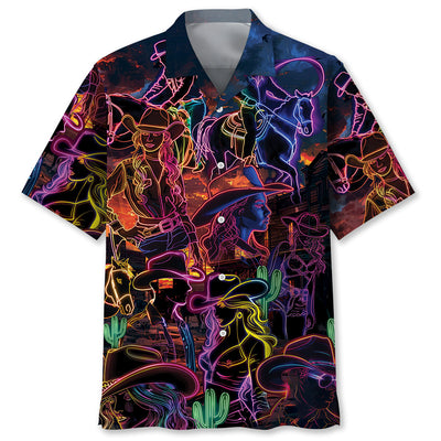 Neon Cowboy Vintage Art Hawaiian Shirt