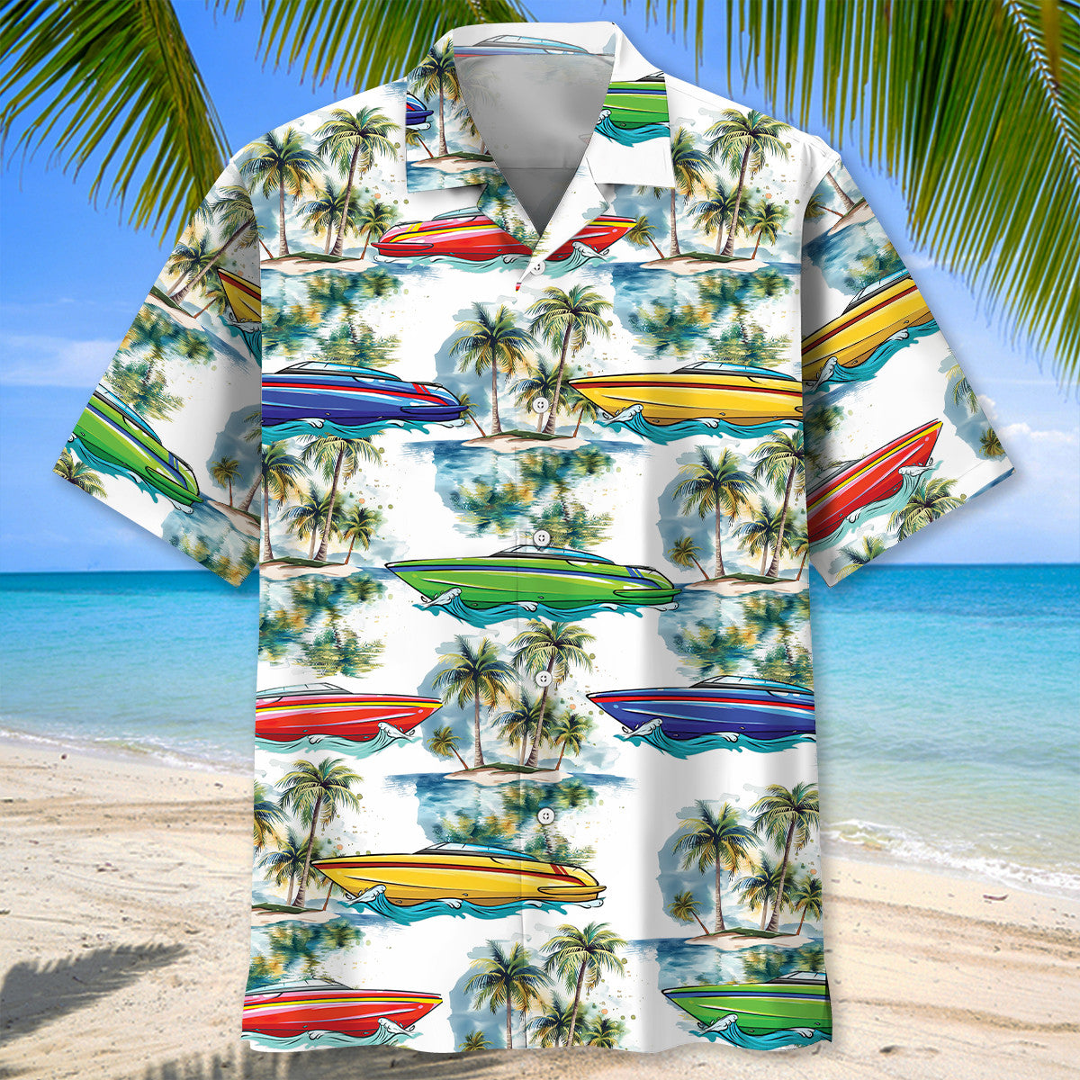 Colorful Power Boat Racing Hawaiian Shirt