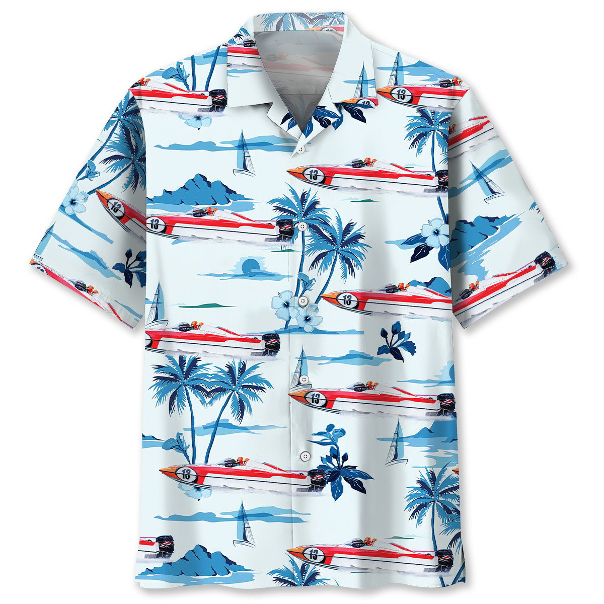 Tropical Boat Racing Hawaiian Shirt