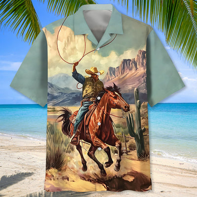 Vintage Cowboy Bucking Hawaiian Shirt