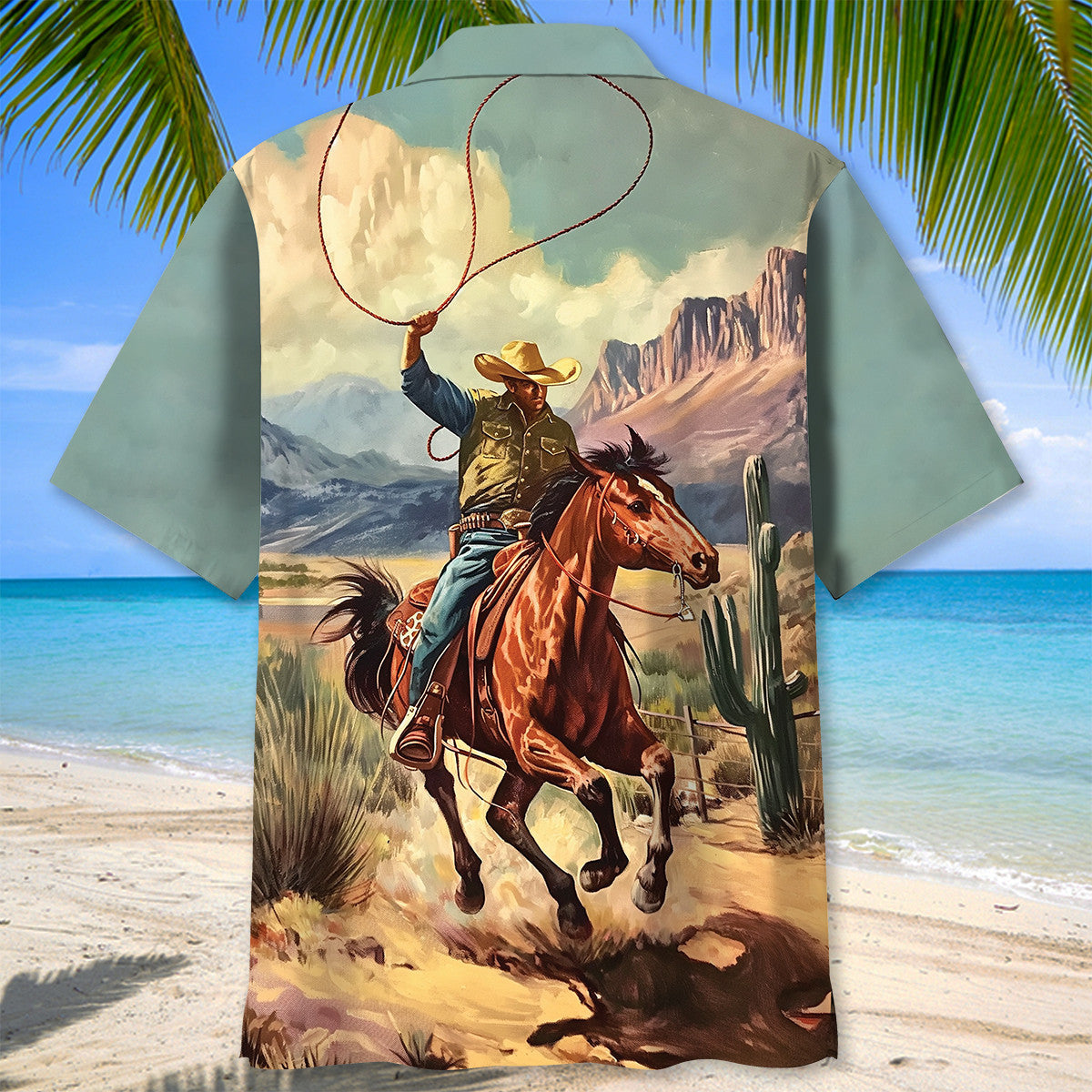 Vintage Cowboy Bucking Hawaiian Shirt