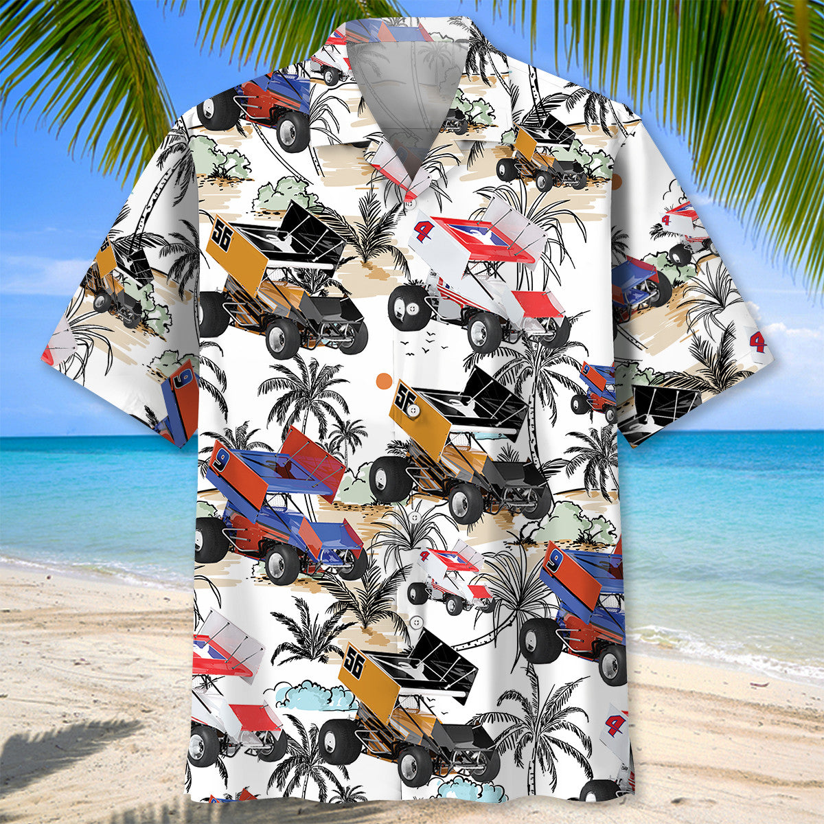Tropical Sprint Car Racing Hawaiian Shirt