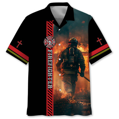 God Bless Firefighter Hawaiian Shirt