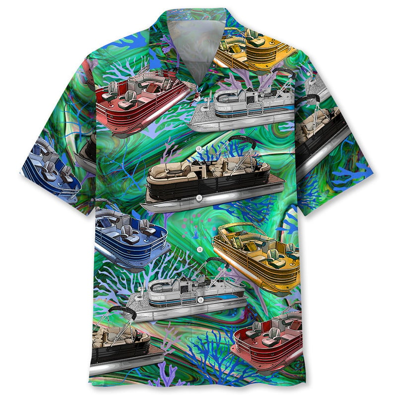 Vintage Pontoon Boat Hawaiian Shirt